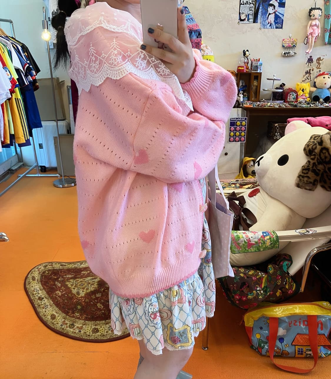 빈티지 딸기 쇼트 케이크 하트 가디건 상품이미지2