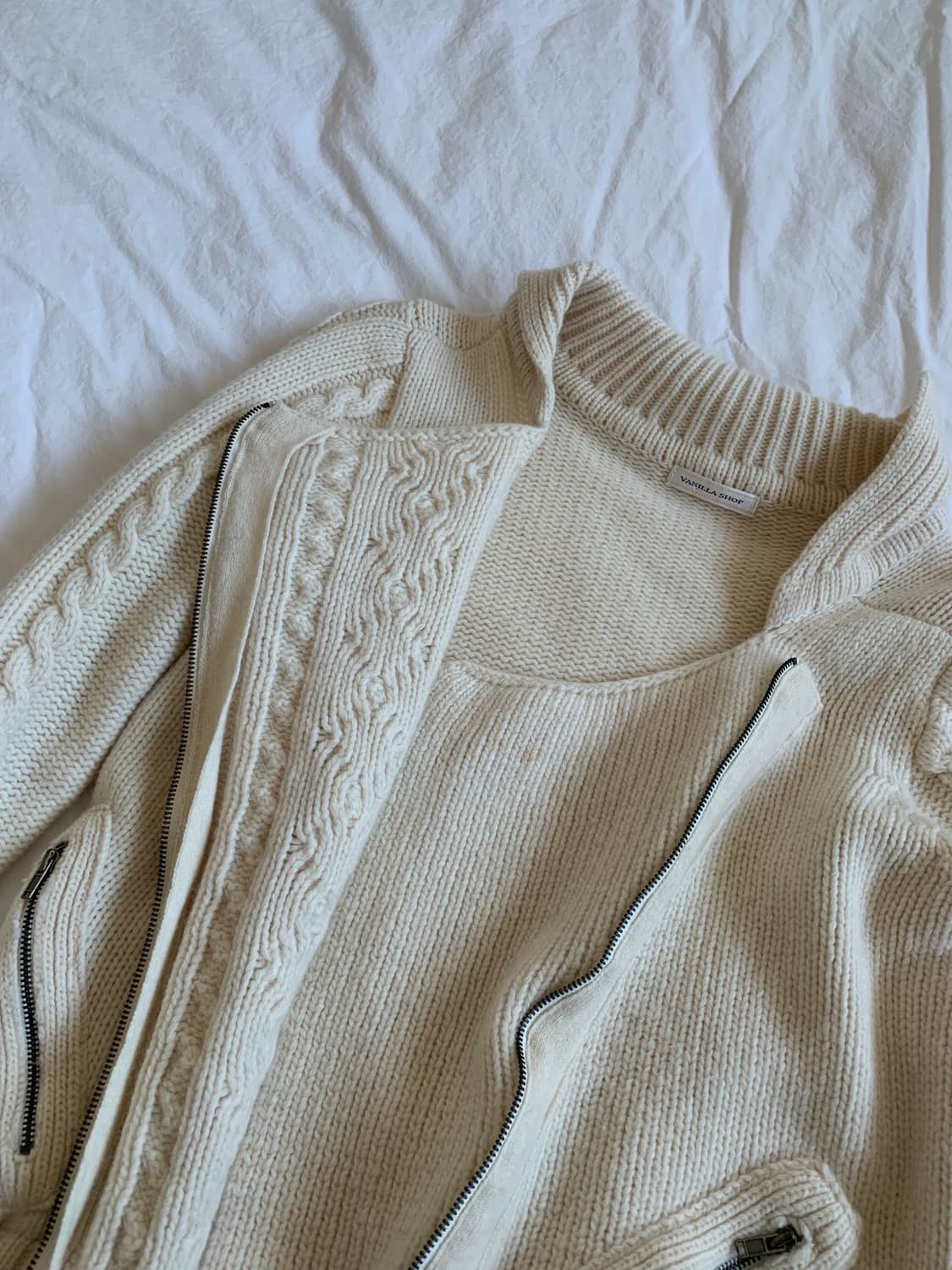 아이보리 니트 집업 상품이미지3