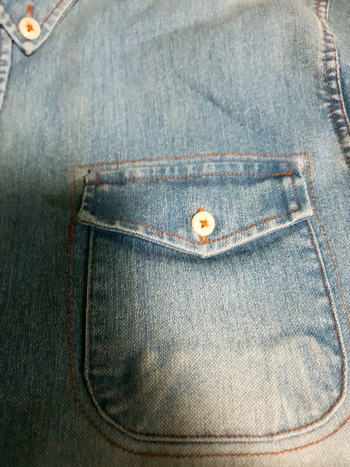 에디터 카라 버튼다운 워싱 데님 긴팔셔츠 (XL) 상품이미지2