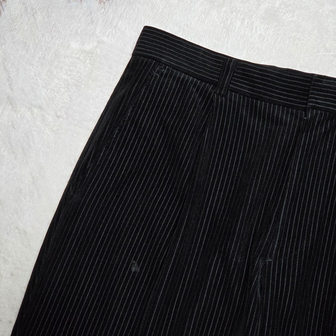 빈티지 블랙 원핀턱 벨벳 코듀로이 팬츠 상품이미지2