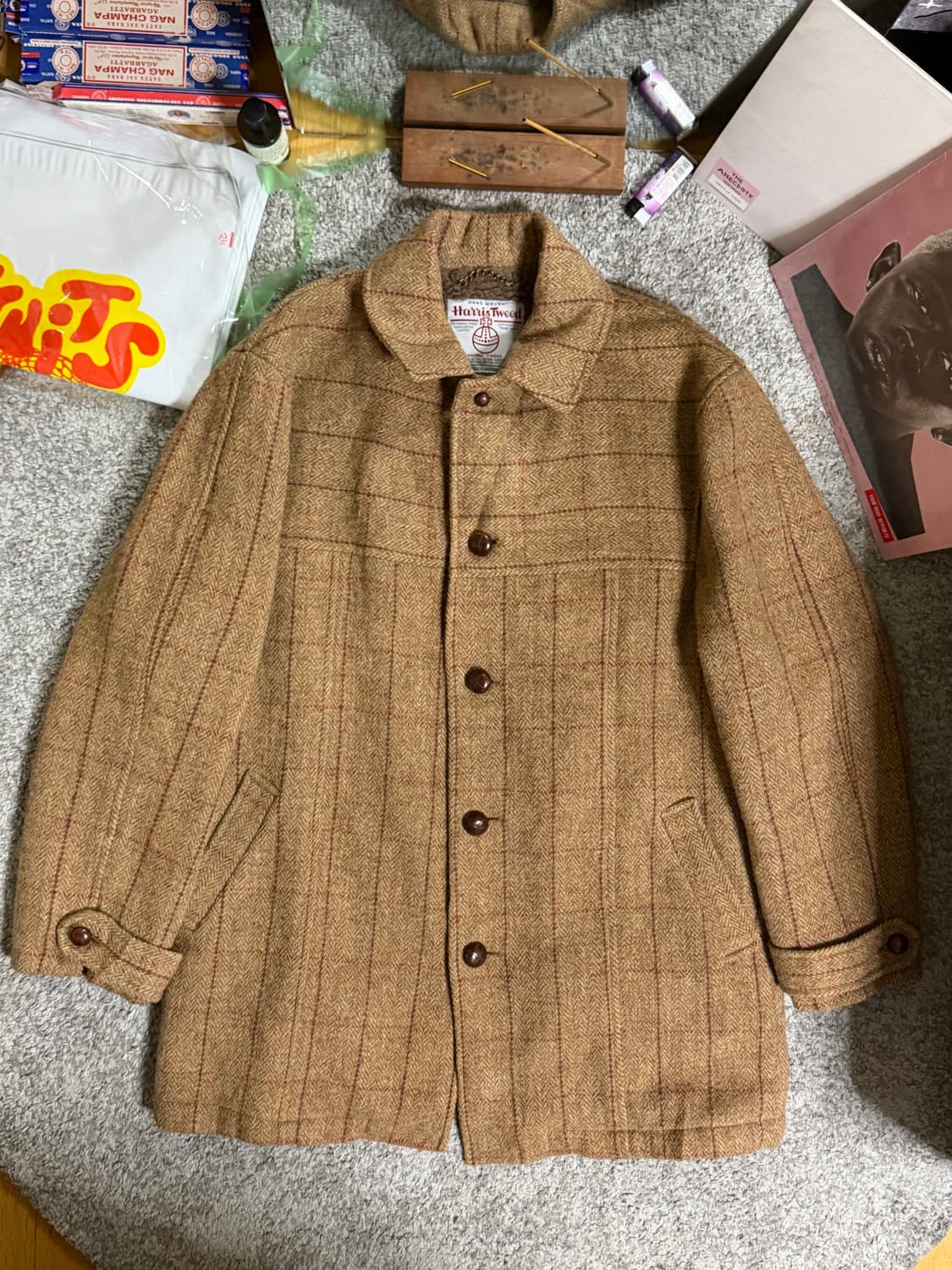 해리스트위드 트위드 시어링 코트 상품이미지2