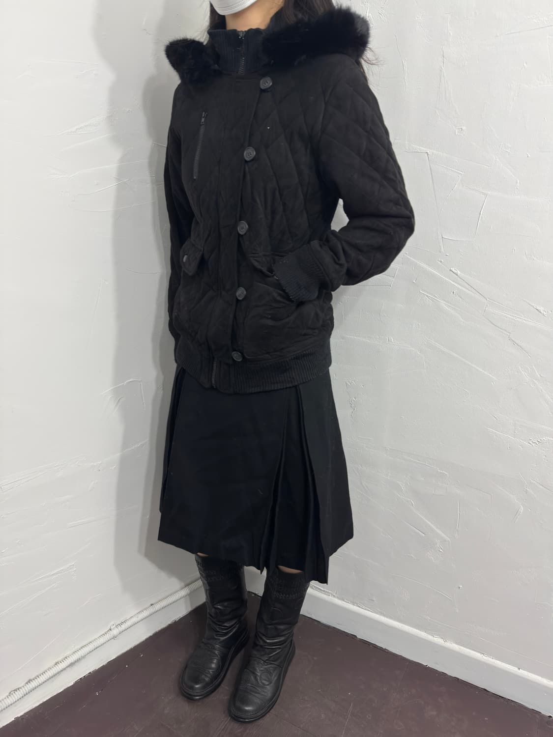 fur hood button jacket 상품이미지4