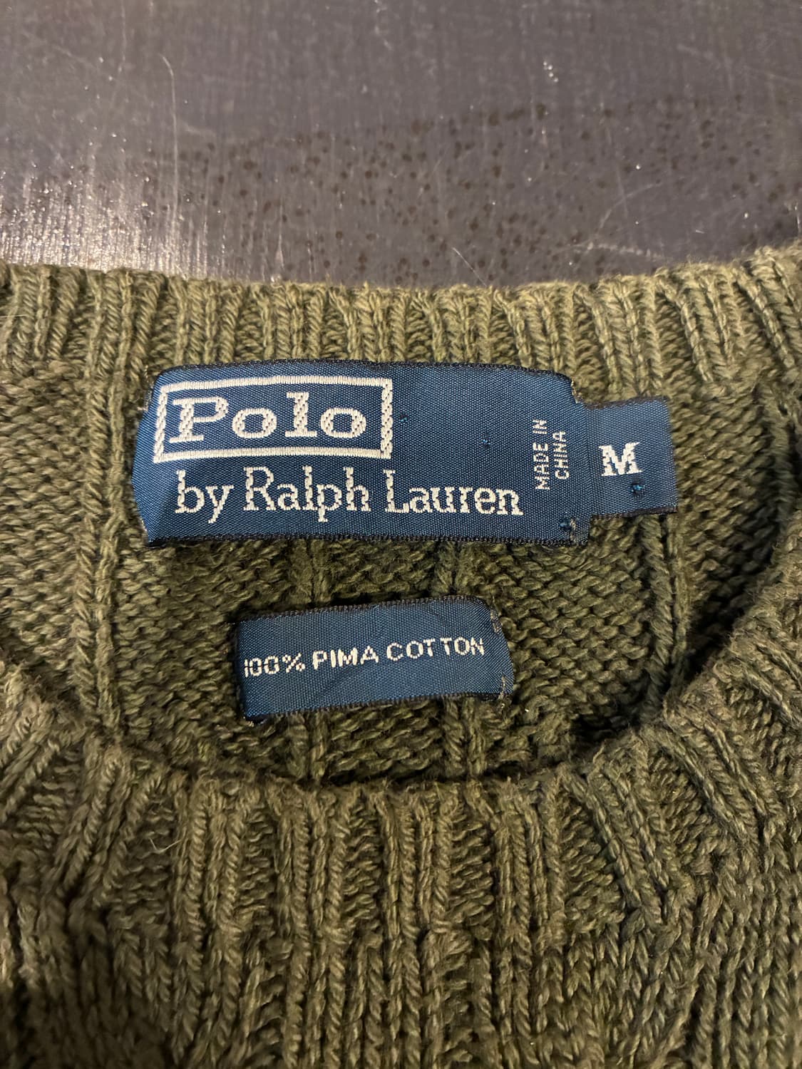 M) 폴로 케이블 꽈배기 니트 코튼 스웨터 올리브 상품이미지2