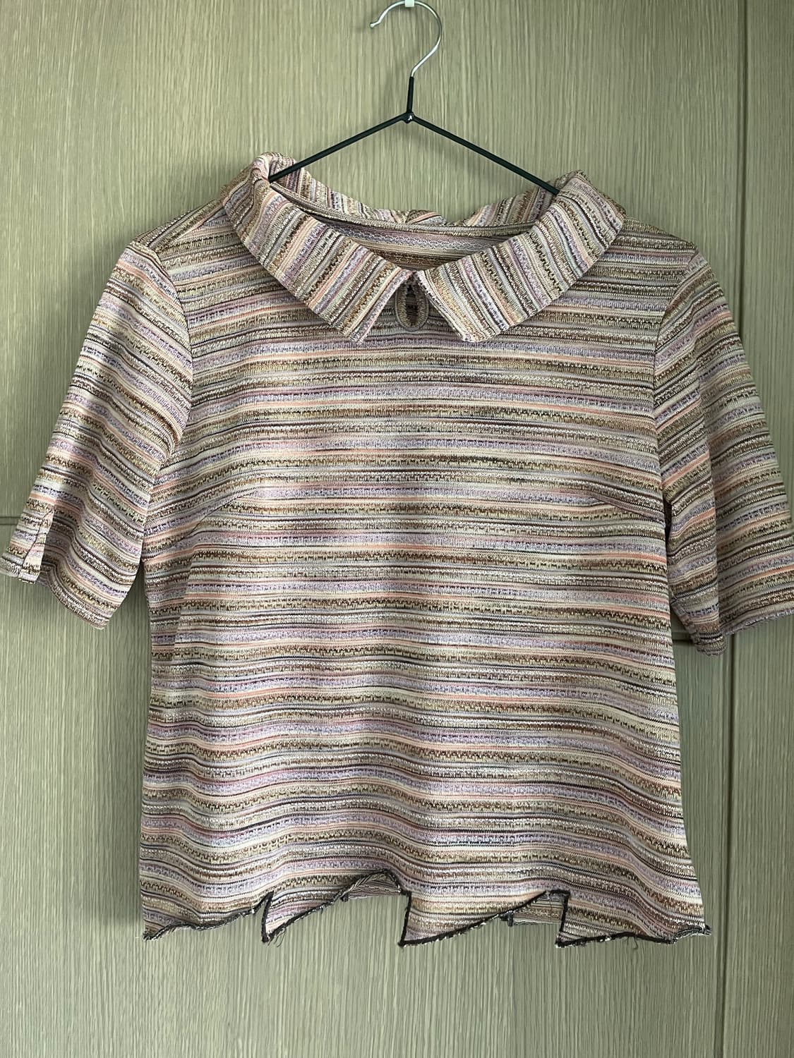 하구미 모리걸 아메카지 에스닉 무지개떡 크롭티 상품이미지1