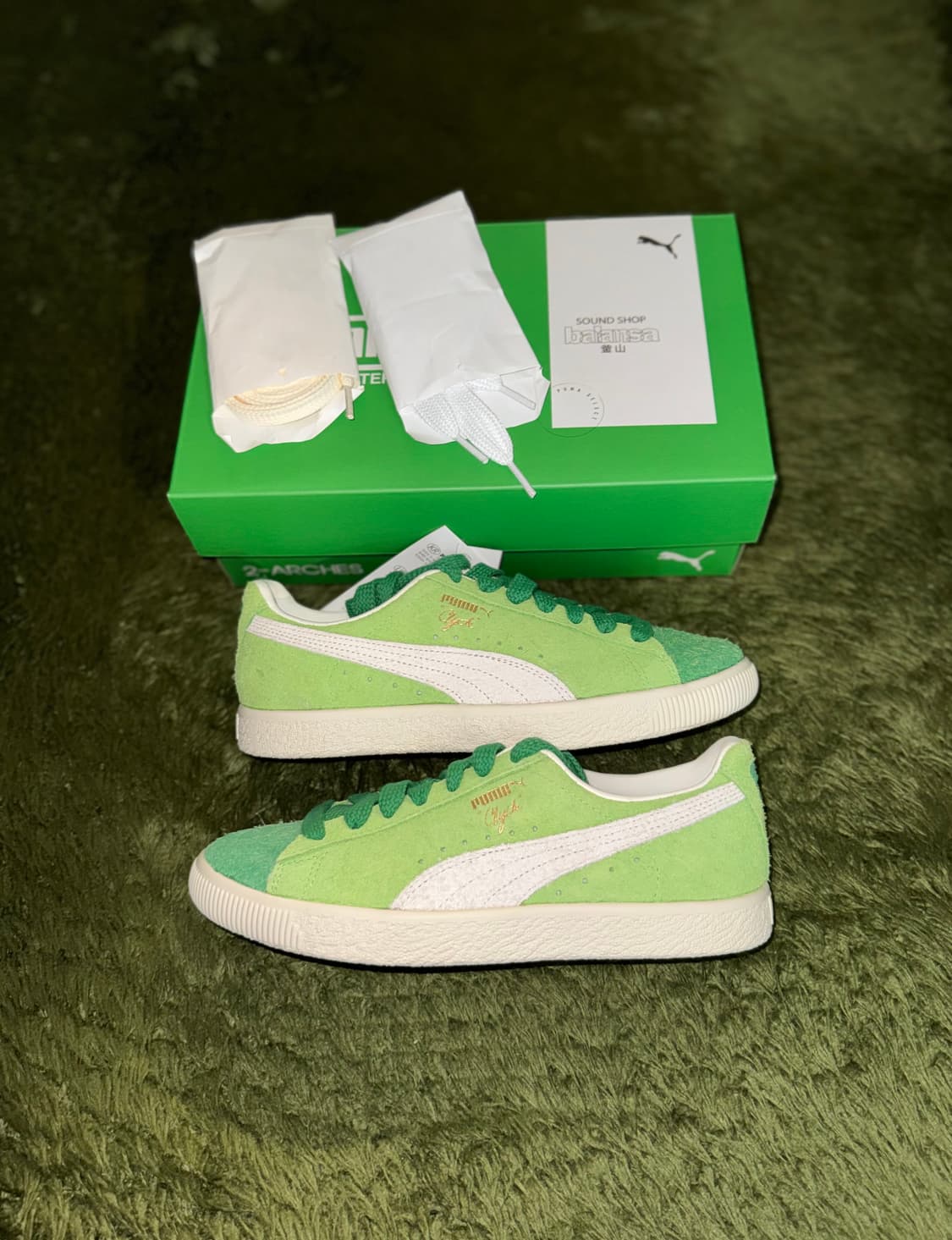 [240] 푸마 X 발란사 콜라보 클라이드 테니스 그린 아이보리 상품이미지1