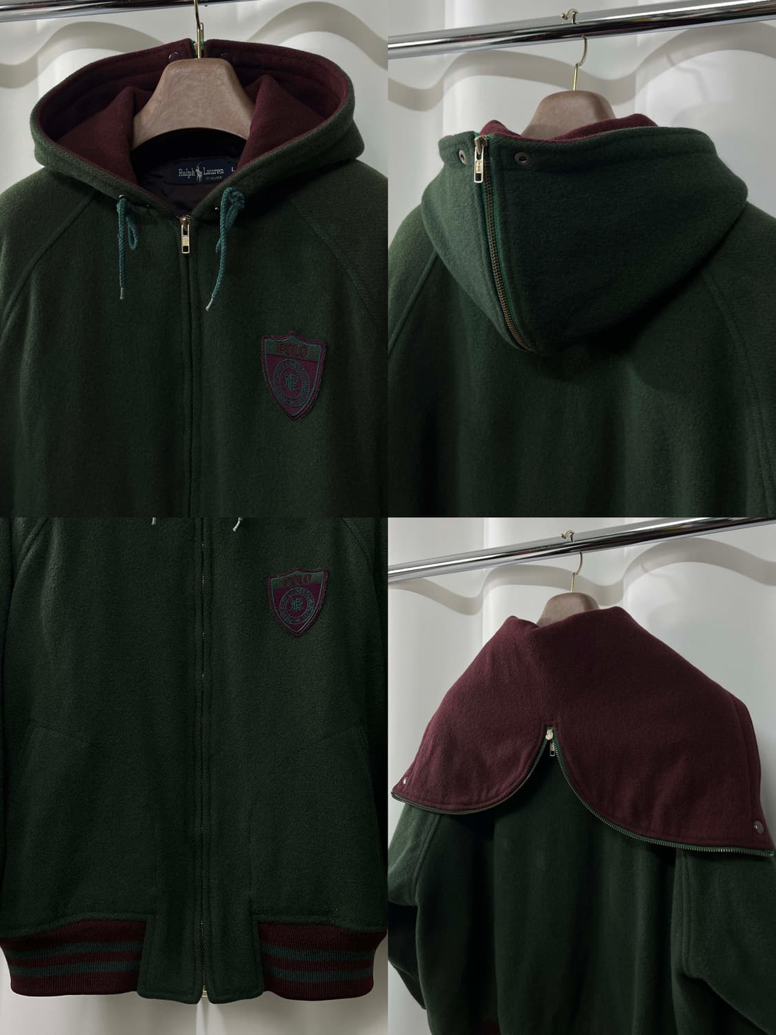 80's 폴로 랄프로렌 스크래블 쉴드 울 바시티 봄버 자켓 상품이미지6