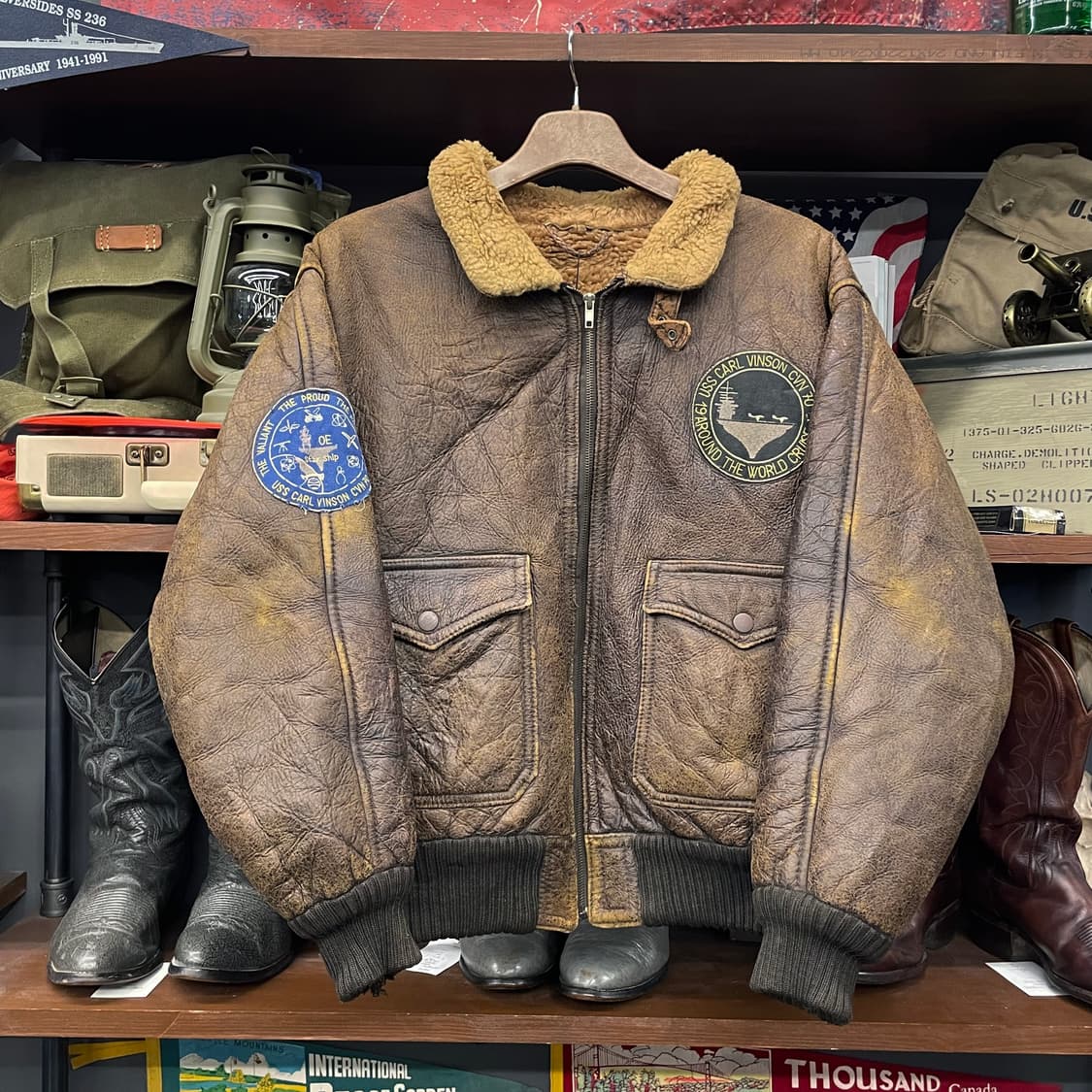 80s U.S NAVY G-1 해군 항공 양가죽 자켓 밀리터리 상품이미지1