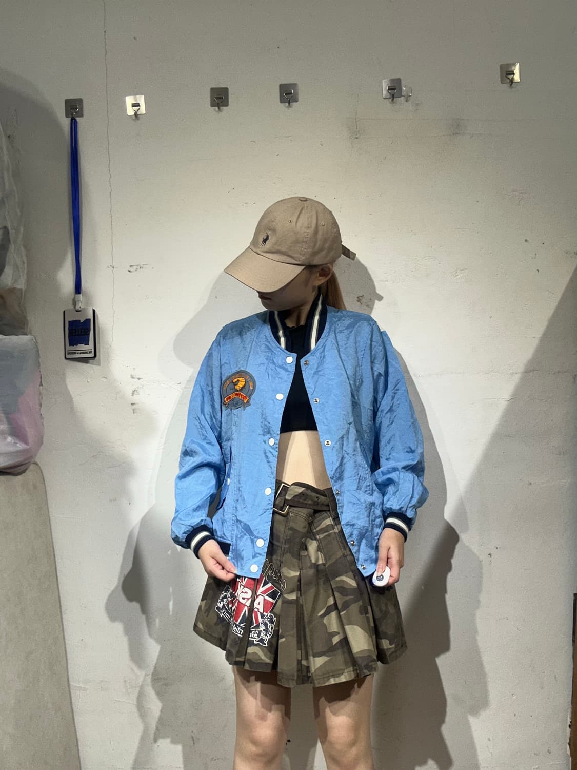 일본 빈티지 스카이 블루 자수 바람막이 자켓  상품이미지2