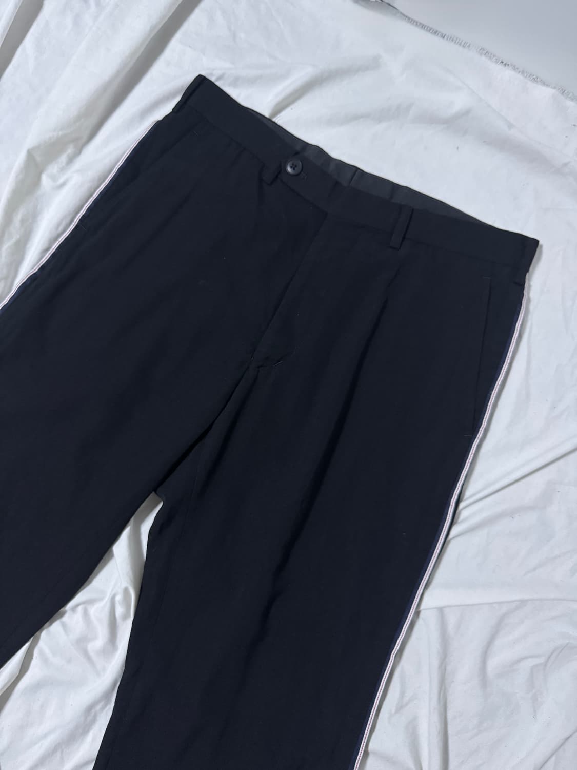 요지야마모토 ys for men 사이드라인 셀비지 울 팬츠 상품이미지1