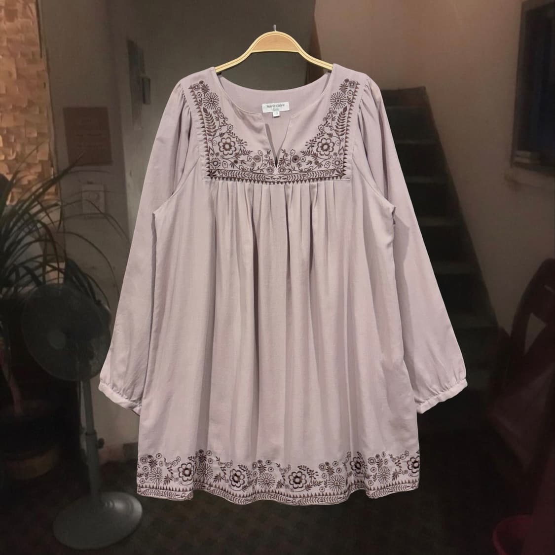 일본 빈티지 인디핑크 루즈핏 자수 모리걸 블라우스 상품이미지1