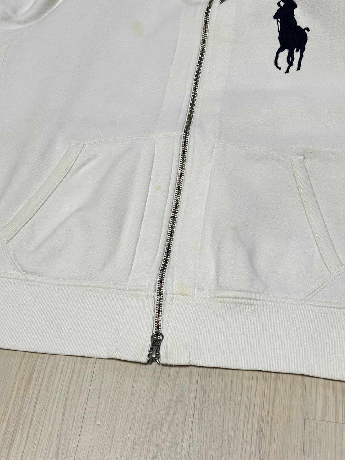 폴로 랄프로렌 신형 빅포니 로고 투웨이 체크 후드집업 화이트 상품이미지5