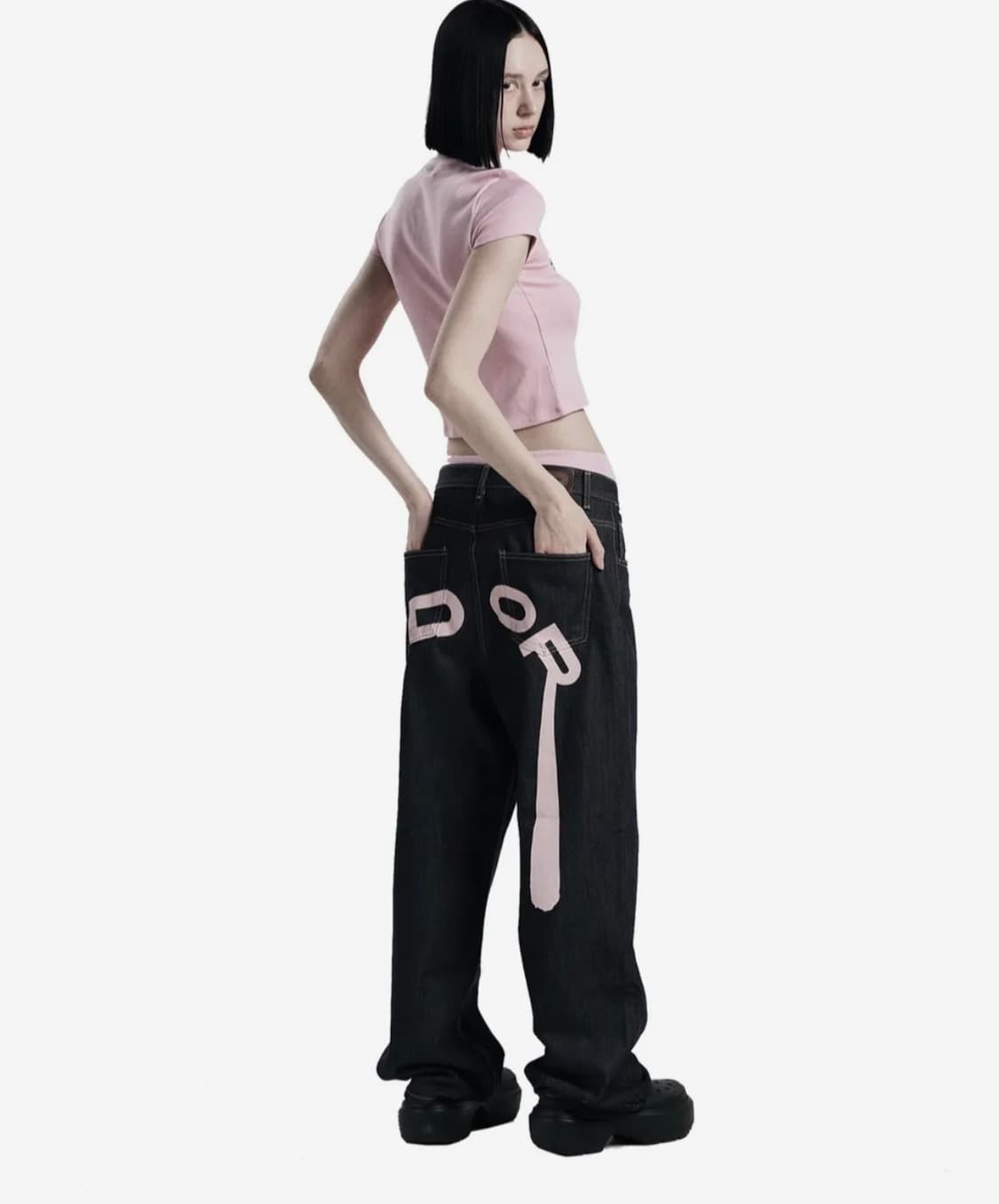 오도어 Logo drop denim in pink 상품이미지1