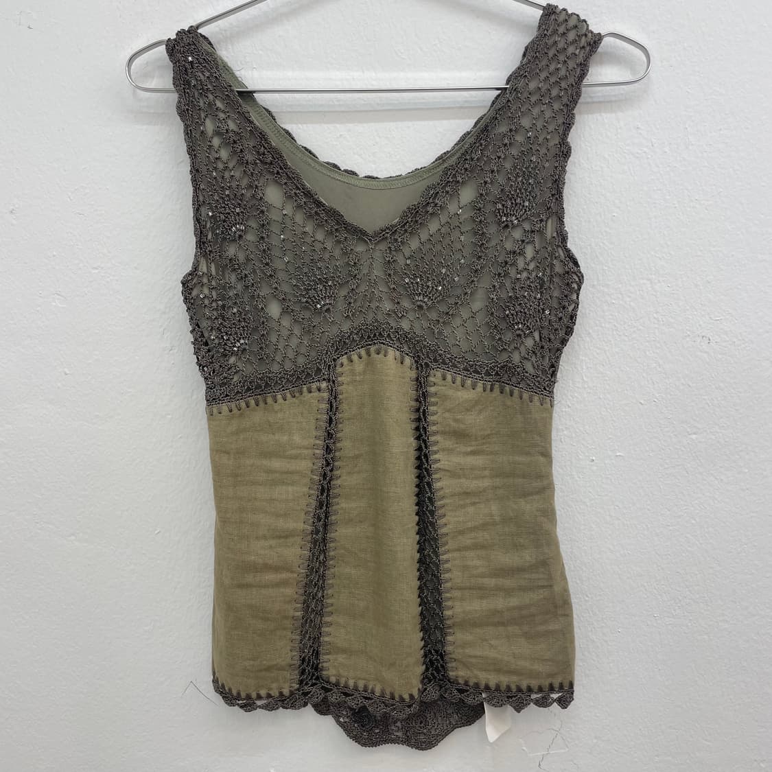 Crochet lace linen tank top 상품이미지1