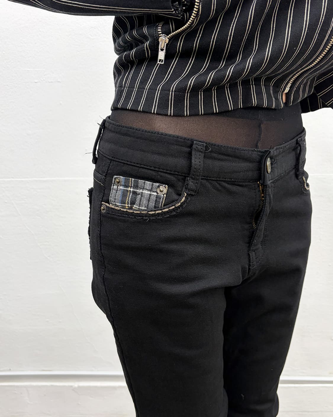 빈티지 플레이드 포켓 슬림 팬츠 상품이미지4