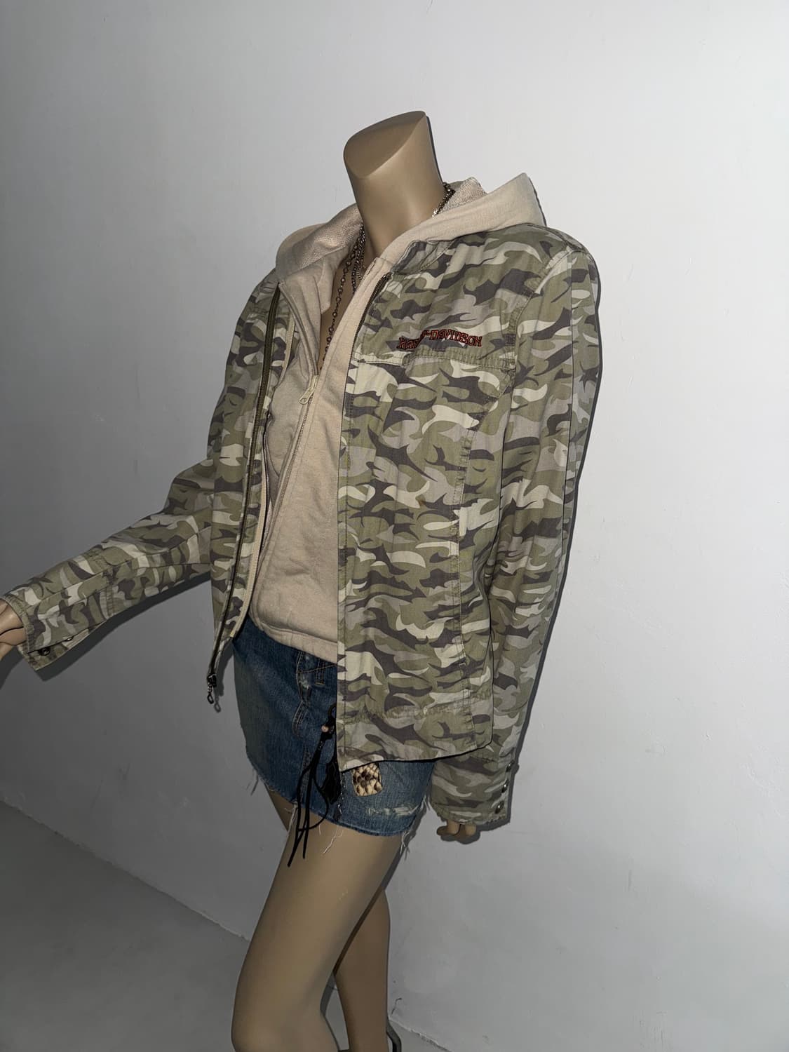 할리 데이비슨 카모 레이어드 투웨이 후드 자켓 상품이미지2