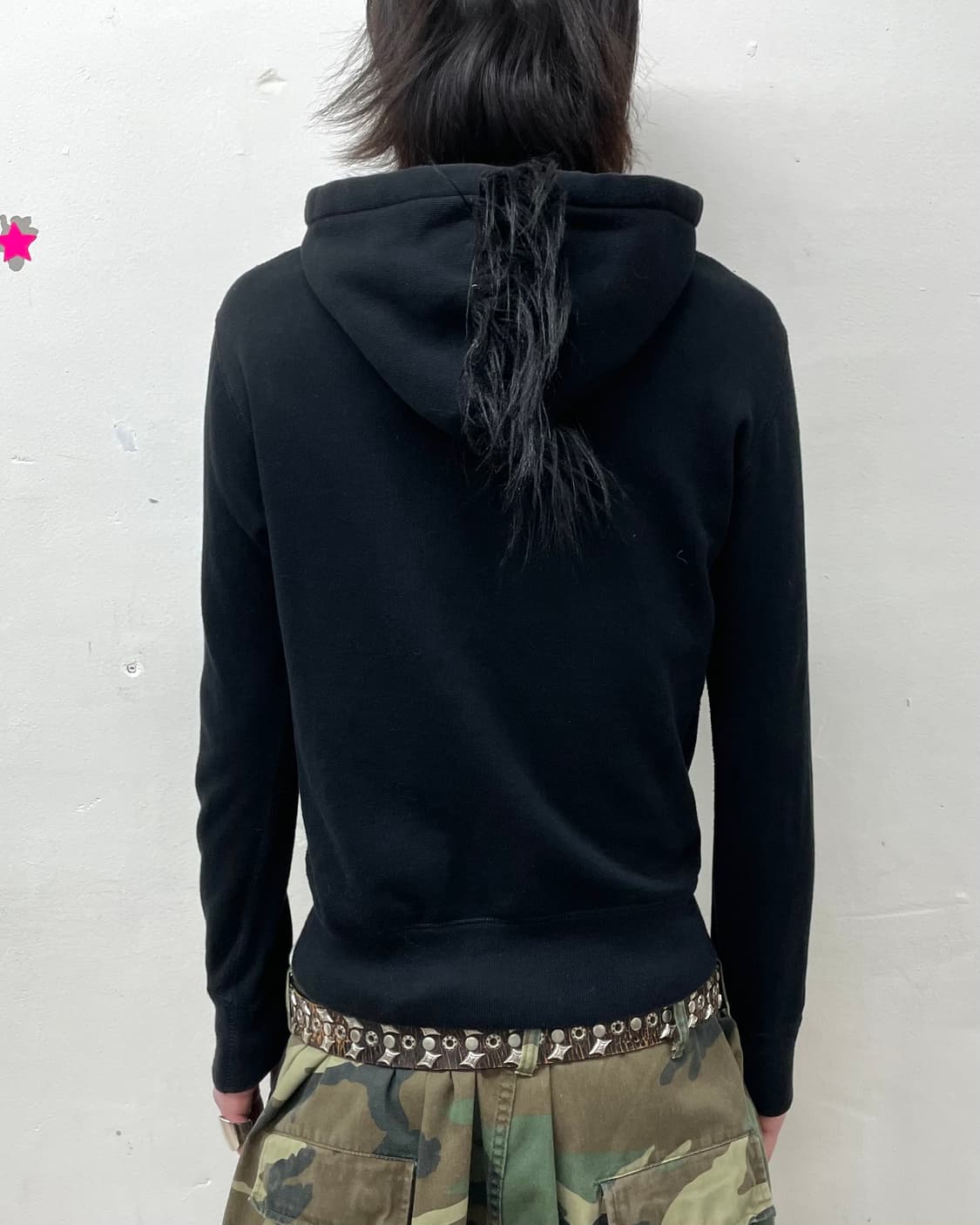 Mohawk Custom Black Hooded Zip-Up 상품이미지2