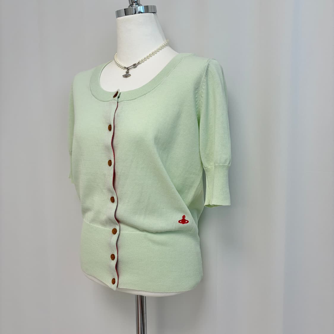 비비안웨스트우드 코튼 유넥 반팔 니트 가디건 상품이미지5