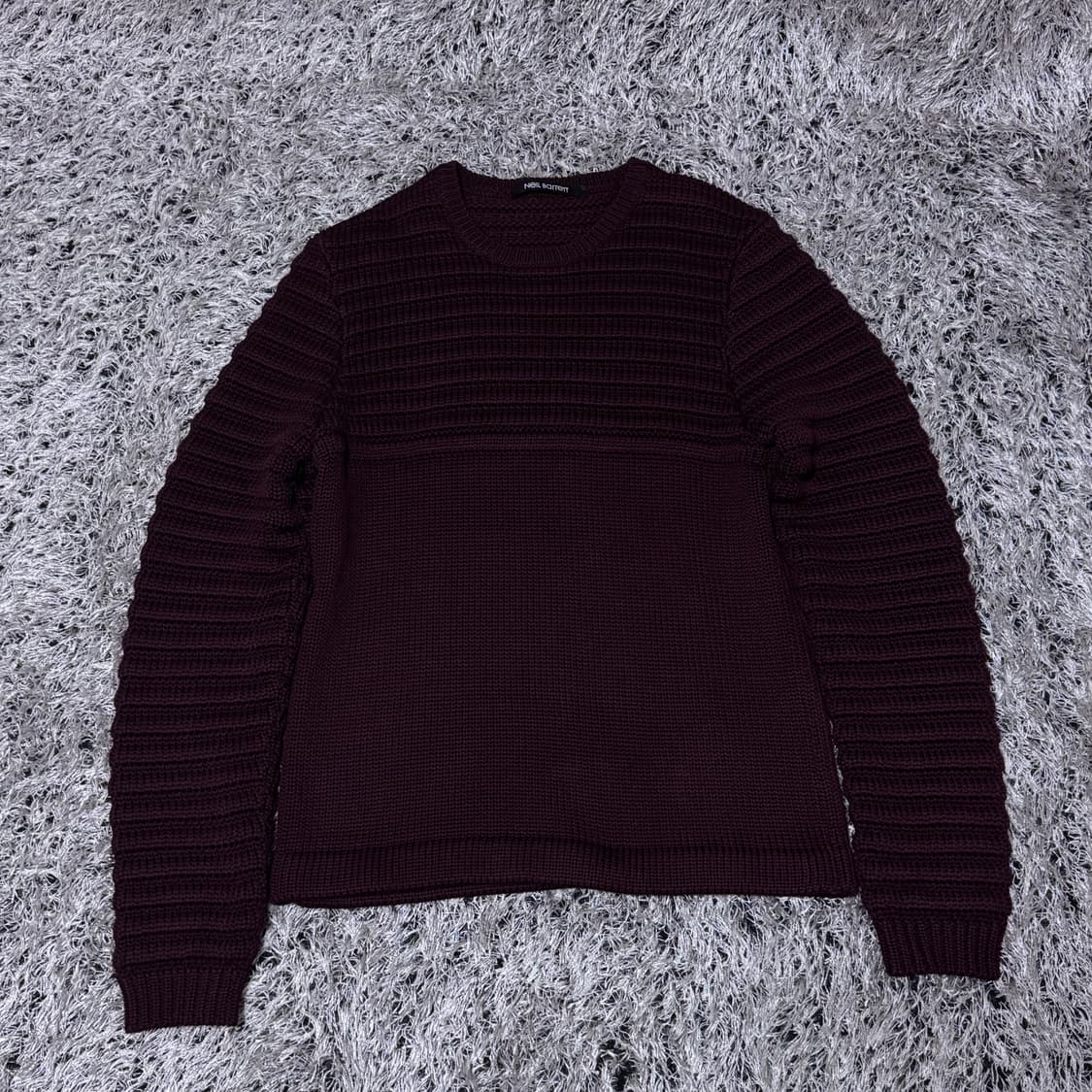 닐바렛 텍스처 헤비 니트 버건디 L 상품이미지1