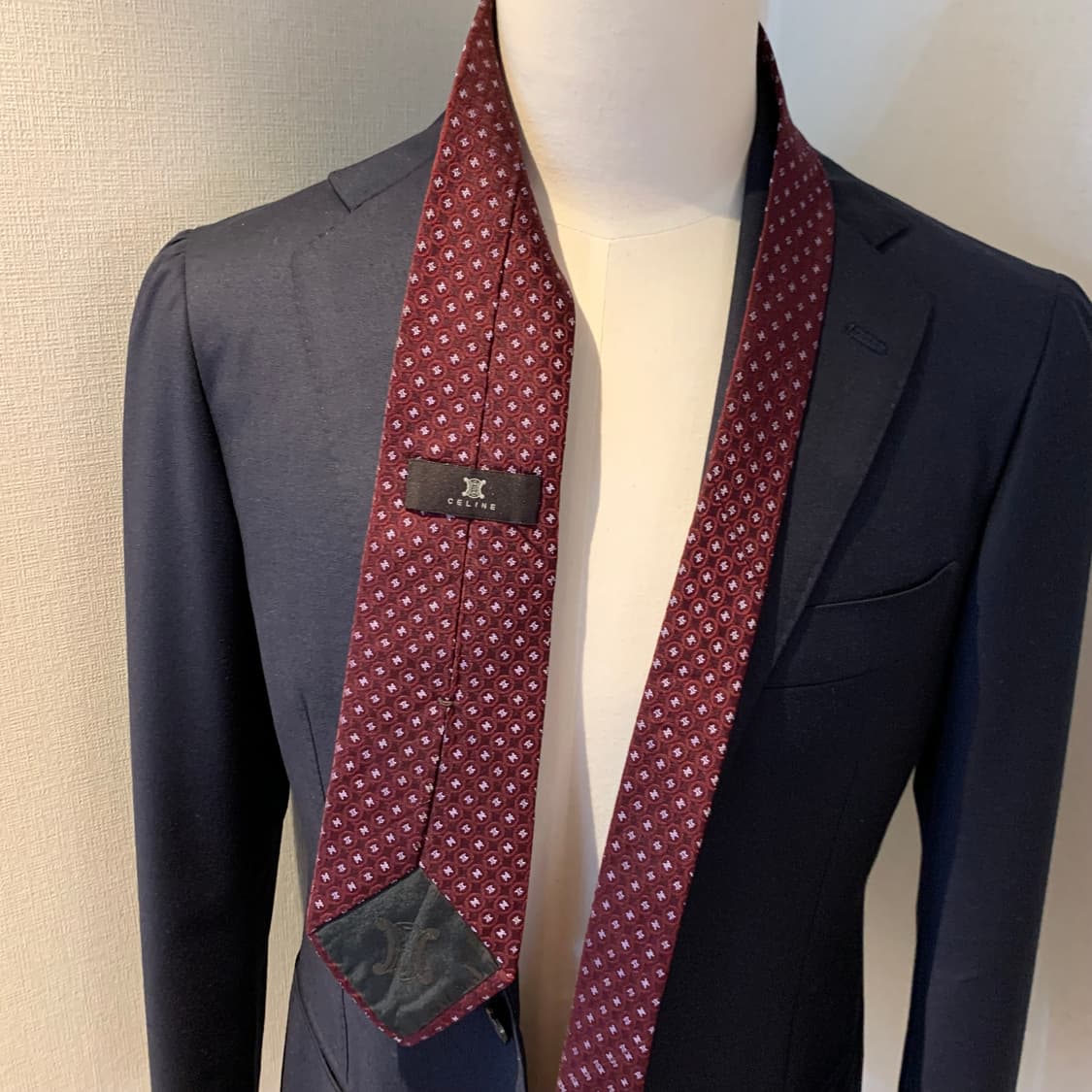 셀린느(CELINE) 모노그램 명품넥타이 A-A+등급 버건디컬러 상품이미지2