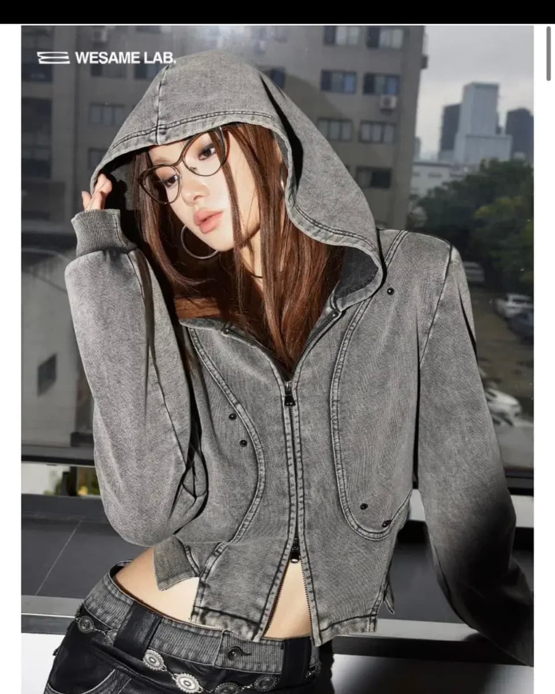 위세임랩 워싱피그먼트 후드집업 상품이미지1