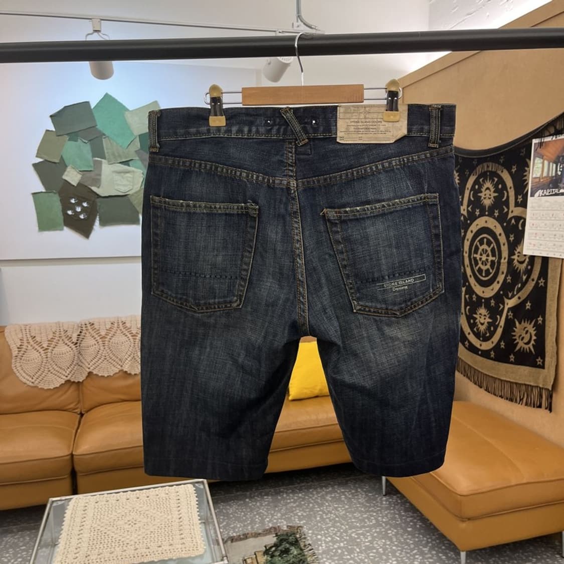 스톤 아일랜드 올드스쿨 레트로 캐주얼 데님 반바지 34인치 C11888 상품이미지4