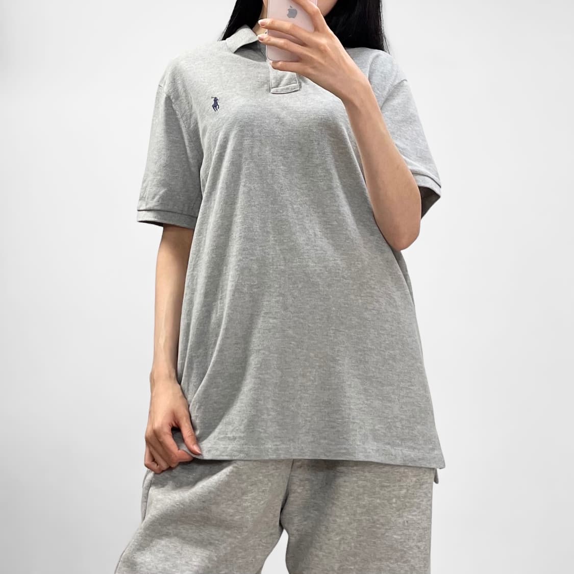 폴로 랄프로렌 신형 포니 로고 카라 반팔 티셔츠 그레이 상품이미지1