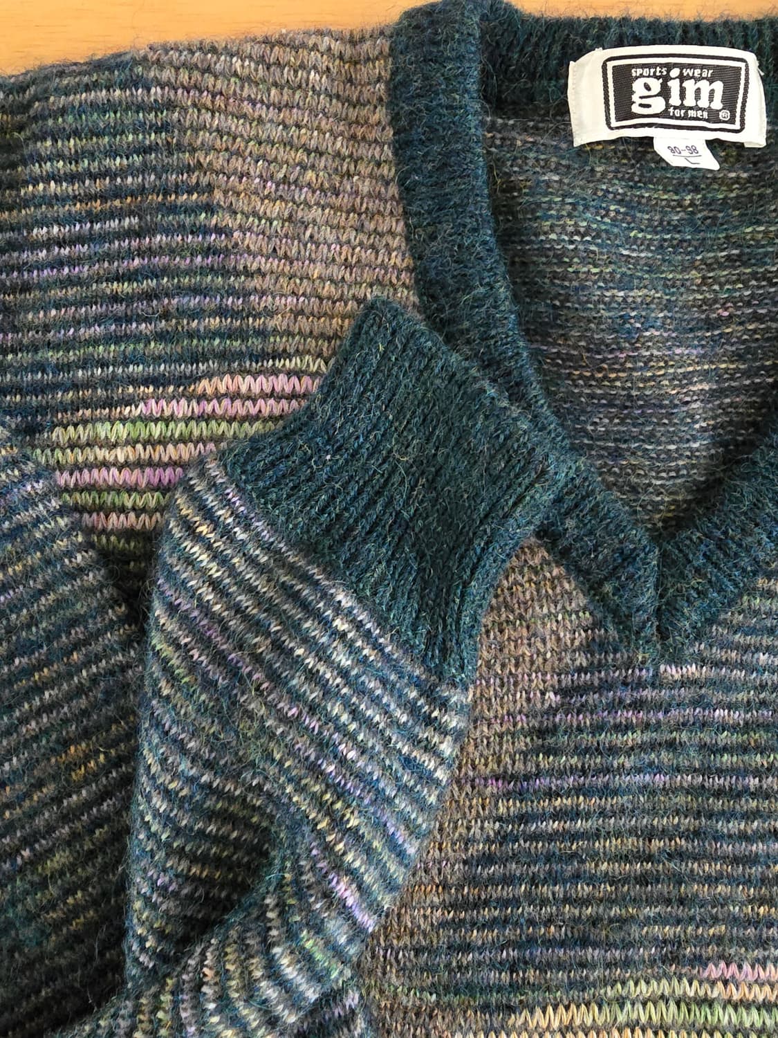 일본 GIM 빈티지 울혼방  V넥 스웨터 L  상품이미지7