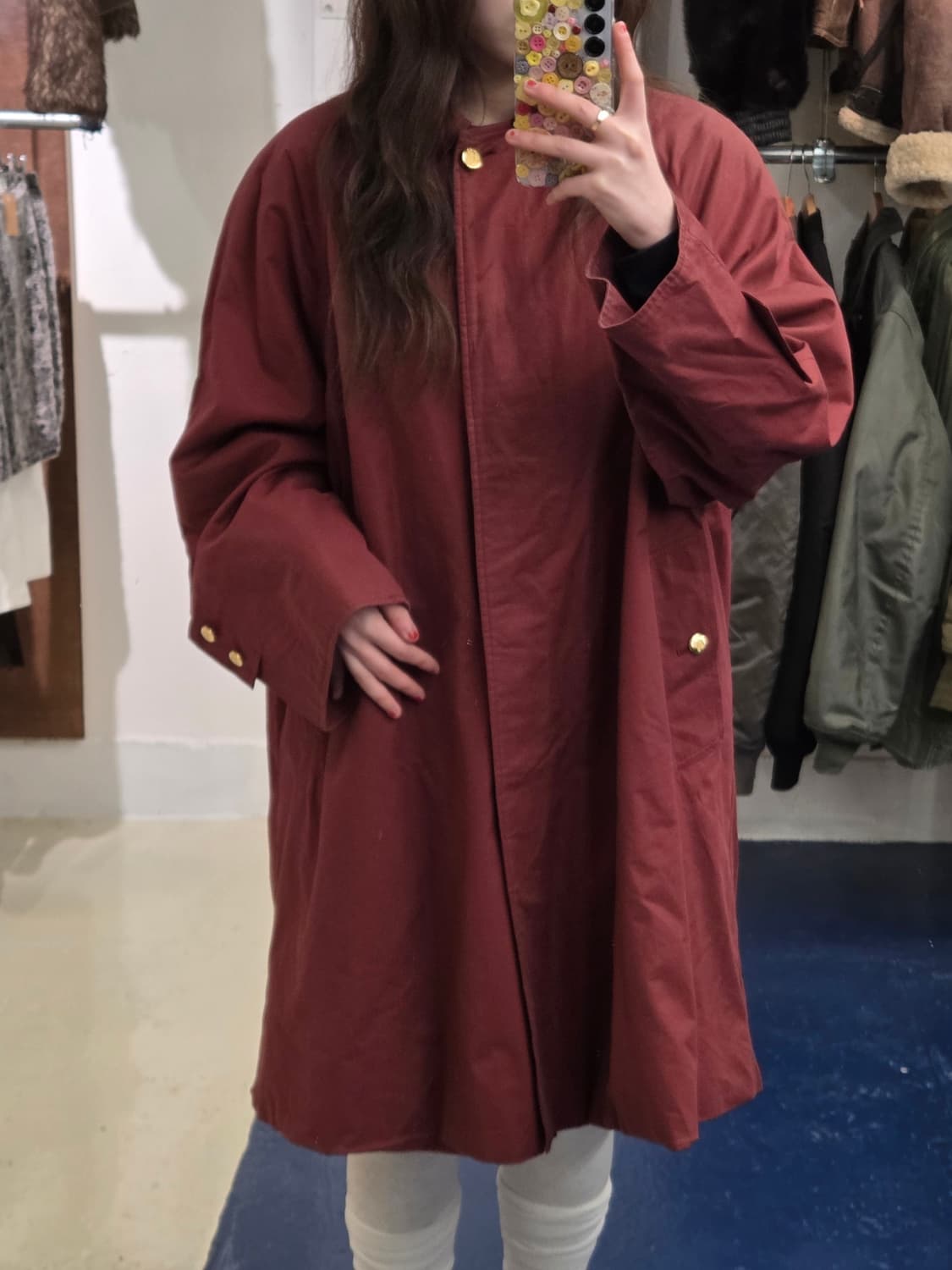 Burberrys 버버리 금장 버건디 트렌치 코트 상품이미지3