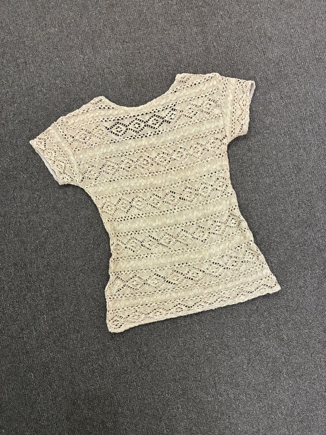 M)Ikka 빈티지 여성 보헤미안 펀칭 반팔 니트 상품이미지6