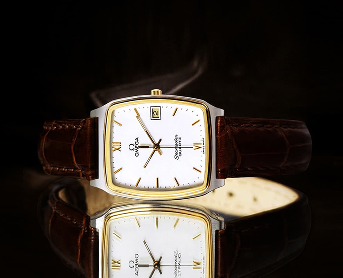 오메가 씨마스터 희귀 화이트 로만 다이얼 남녀공용 쿼츠 시계 상품이미지9