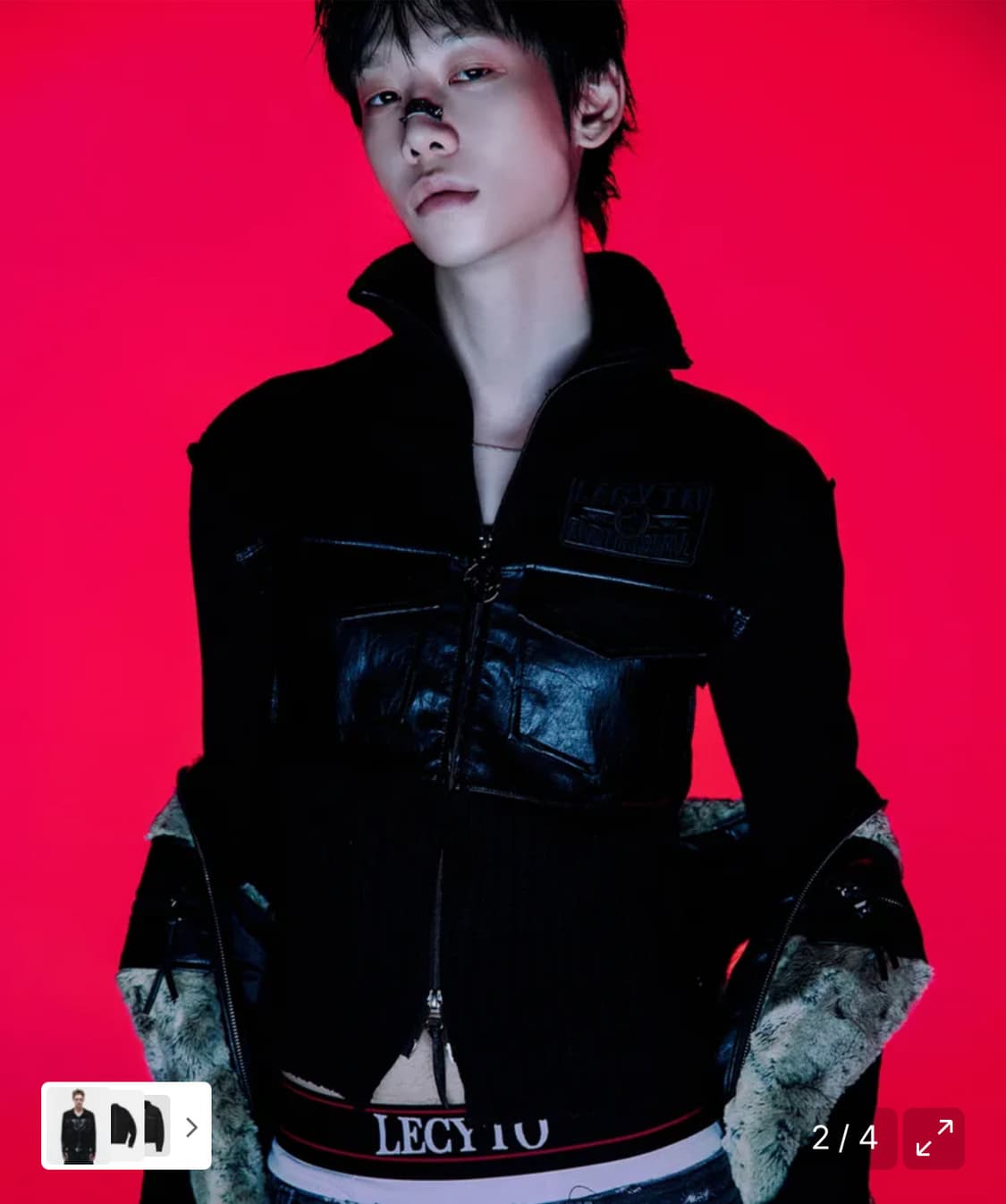 Lecyto Mix Neck Zip Up Black 상품이미지1