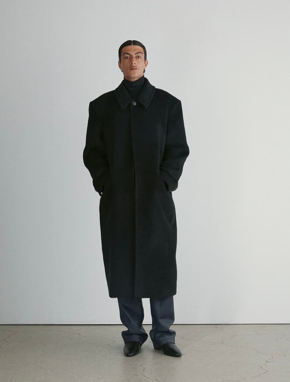 렉토 라마 울 블렌드 발마칸 코트 블랙 S 상품이미지5