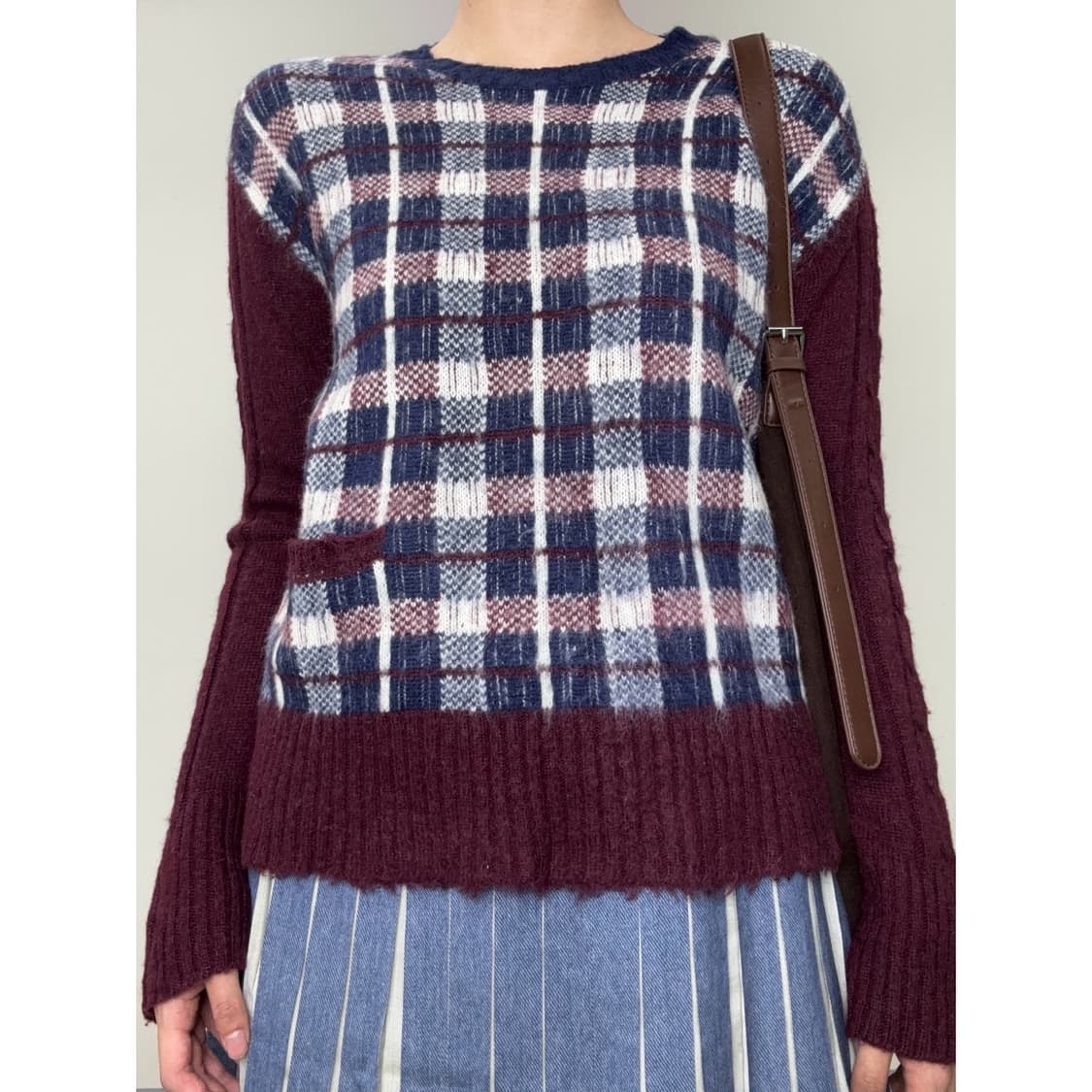 빈티지 체크 니트 상품이미지1