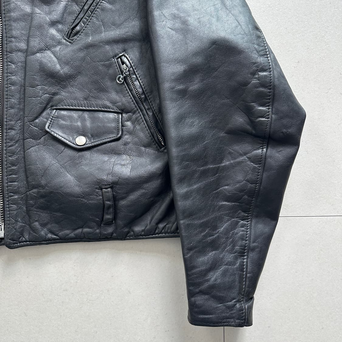 70s [희귀/52] 쇼트 퍼펙토 618 빈티지 레더 자켓 상품이미지5