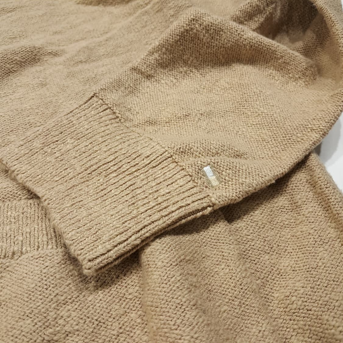 CL117 L 타미힐피거 베이지 코튼 & 린넨 블렌드 투포켓 배색 가디 상품이미지5