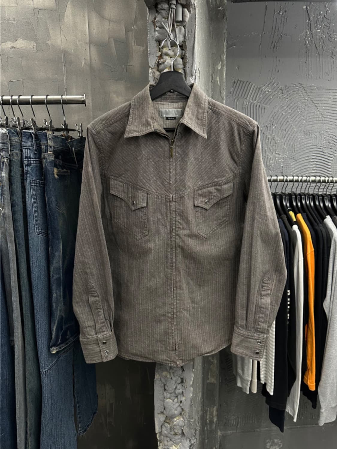 vintage western denim zip-up shirt 상품이미지5