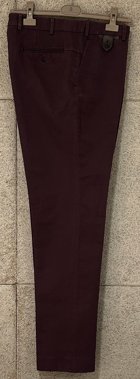 벨루티 클래식 버건디 램스킨 디테일 치노 팬츠 상품이미지2