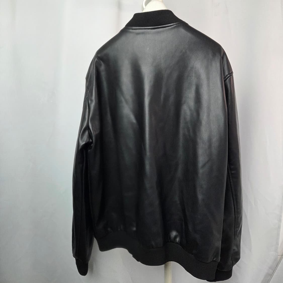 남 77 자라 A급 에코 레더 봄버 블루종 가죽 자켓 상품이미지7