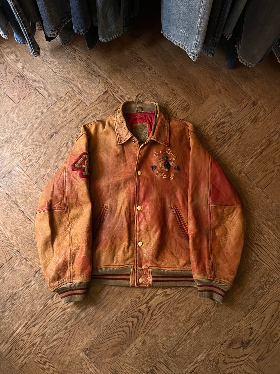 [M]90's 아비렉스 USA 리얼레더 바시티 자켓 상품이미지9