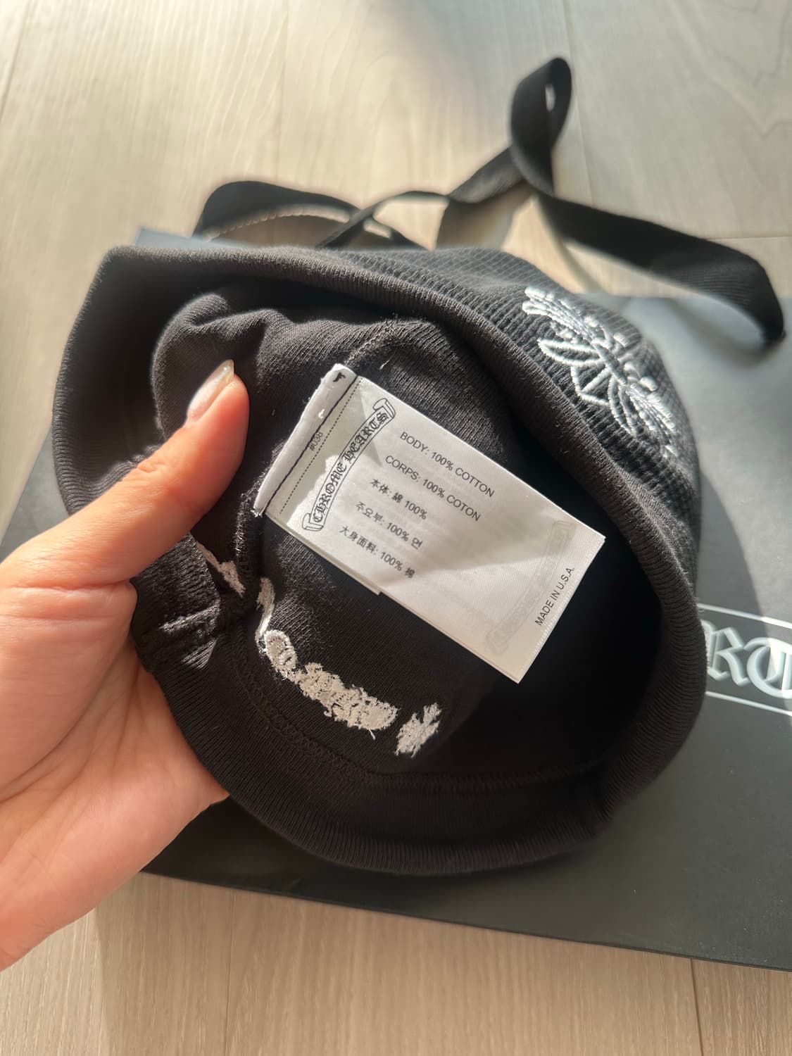 크롬하츠 스컬 크로스 로고 와플 비니 새상품 상품이미지3