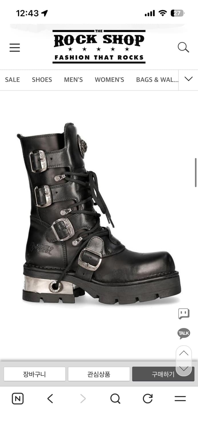 M-373-S1 스틸 블락굽 스트랩 홀 4버클 미드카프 부츠 상품이미지4