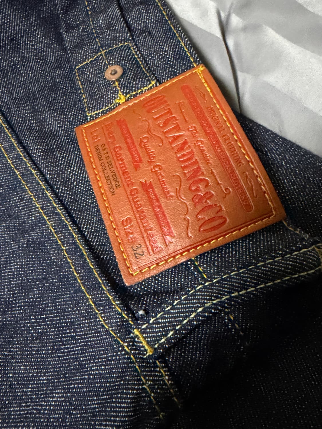 아웃스탠딩 30s 신치백 셀비지 데님 와이드 팬츠 상품이미지4