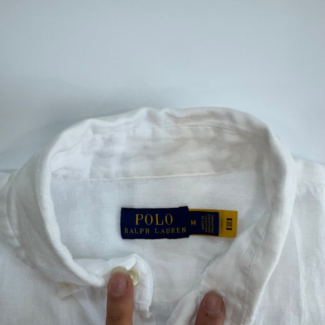Polo 폴로 네이비 포니 화이트 린넨 셔츠 반팔  상품이미지5