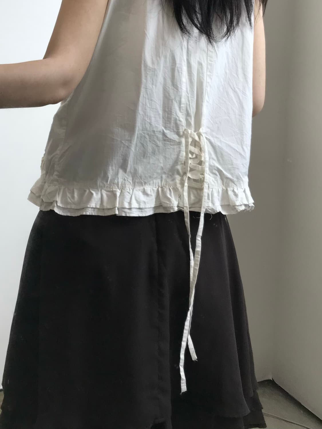 빈티지 프릴 슬리브리스 블라우스 상품이미지2