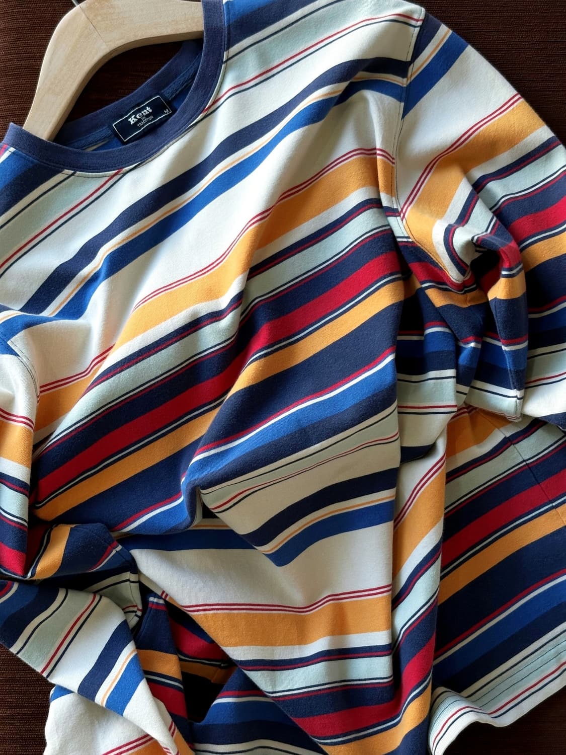 Stretched fabric multi stripe L/S top 상품이미지1