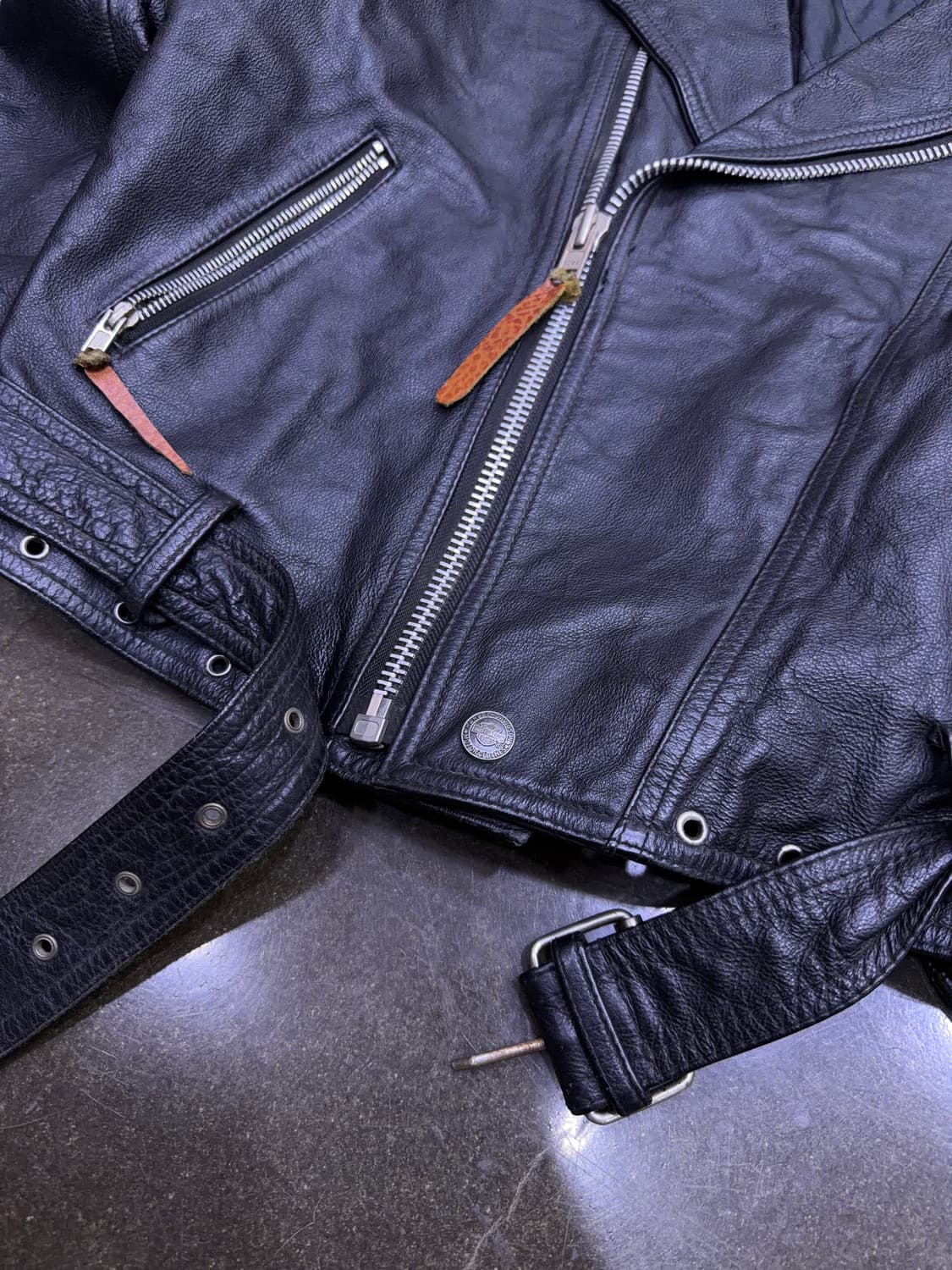 카프리치오 소가죽 바이크 레더 벨티드 라이더자켓 XL 상품이미지7