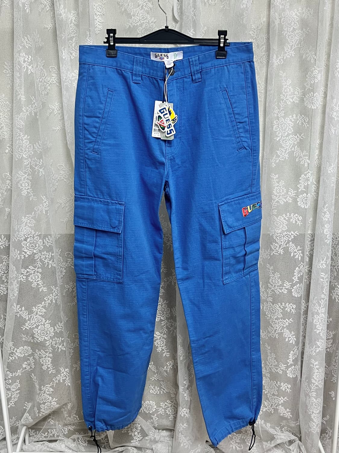 31) 새상품 게스 GUESS 카고 코튼 팬츠 블루 상품이미지1