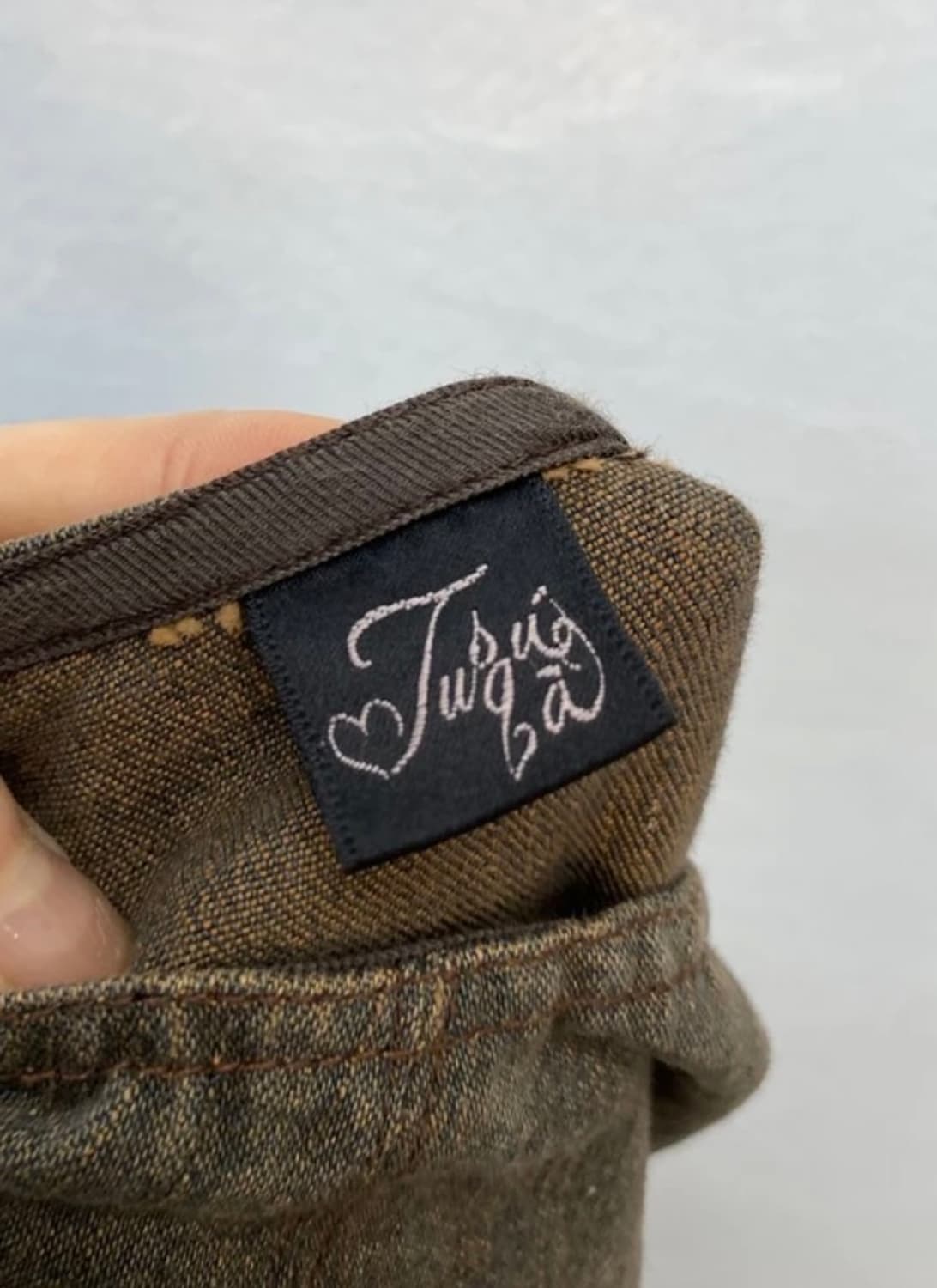 [1456]Khakibrown denim floral lace skirt 상품이미지6