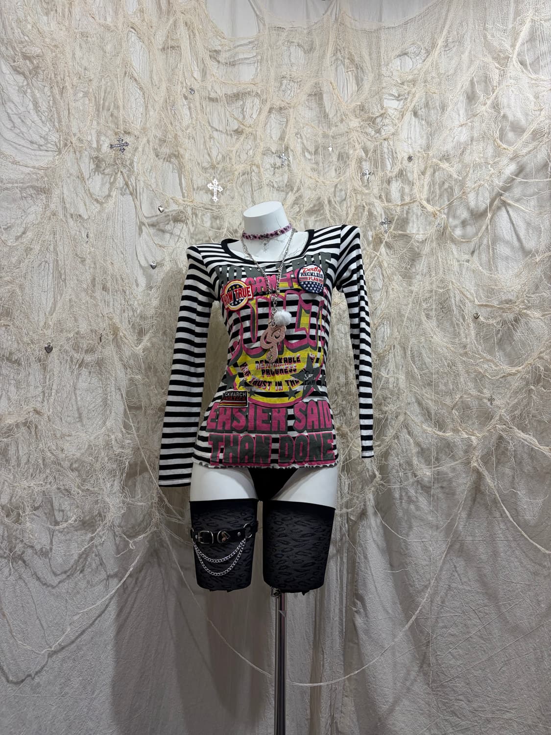Y2K Kitsch Stripe Printing long sleeve 상품이미지3
