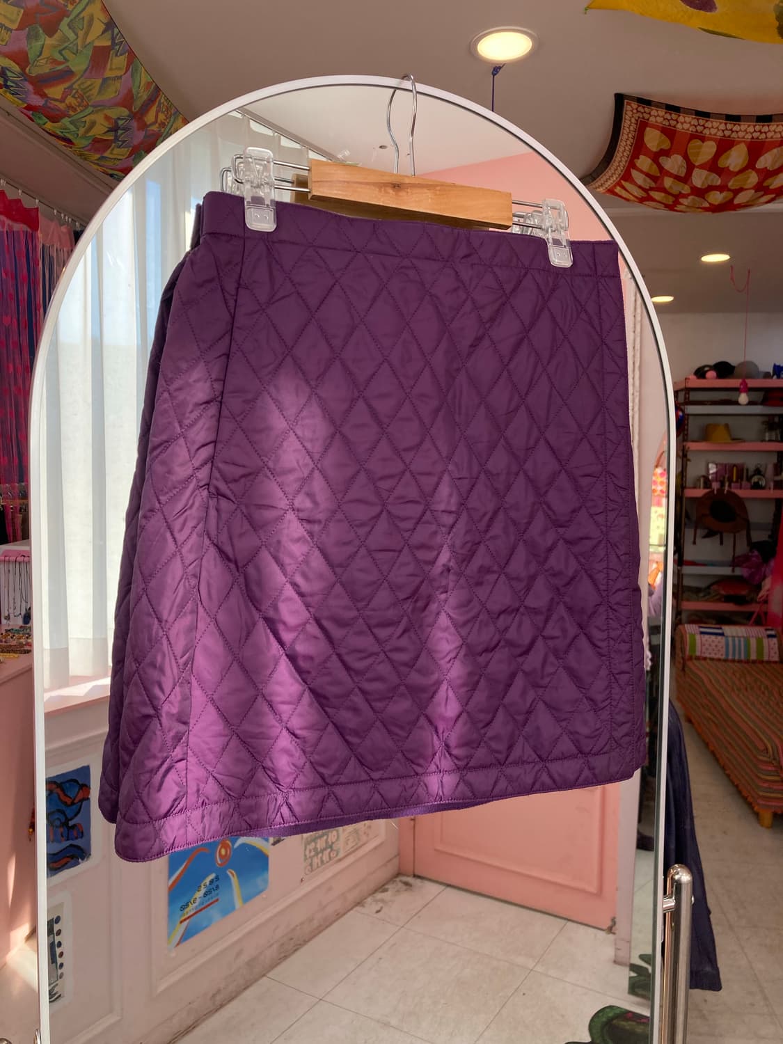 빈티지 퍼플 패딩 랩 스커트 상품이미지4